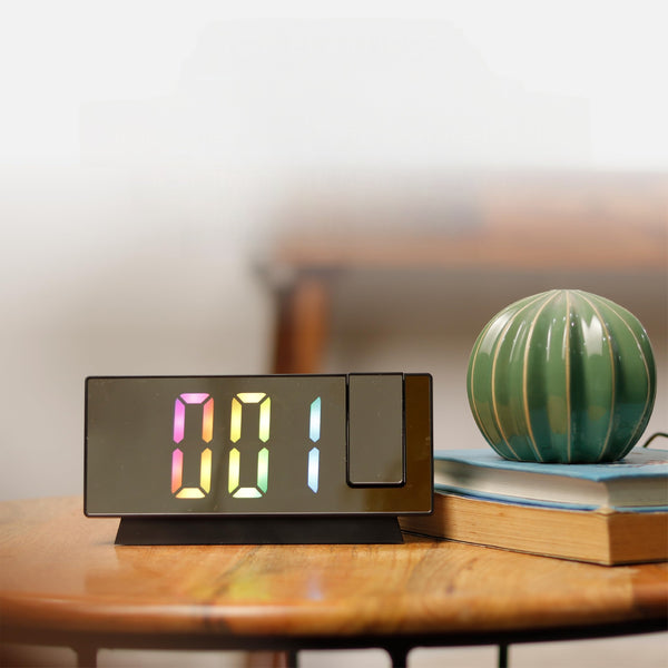 Mirror Projection Digital Alarm Clock – LED Display Smart Clock with Wall and Ceiling Time Projection and Alarm Function
