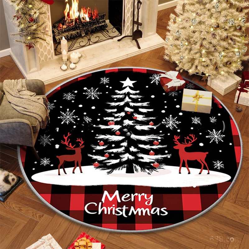 Round Christmas Non-Slip Floor Mat 100cm