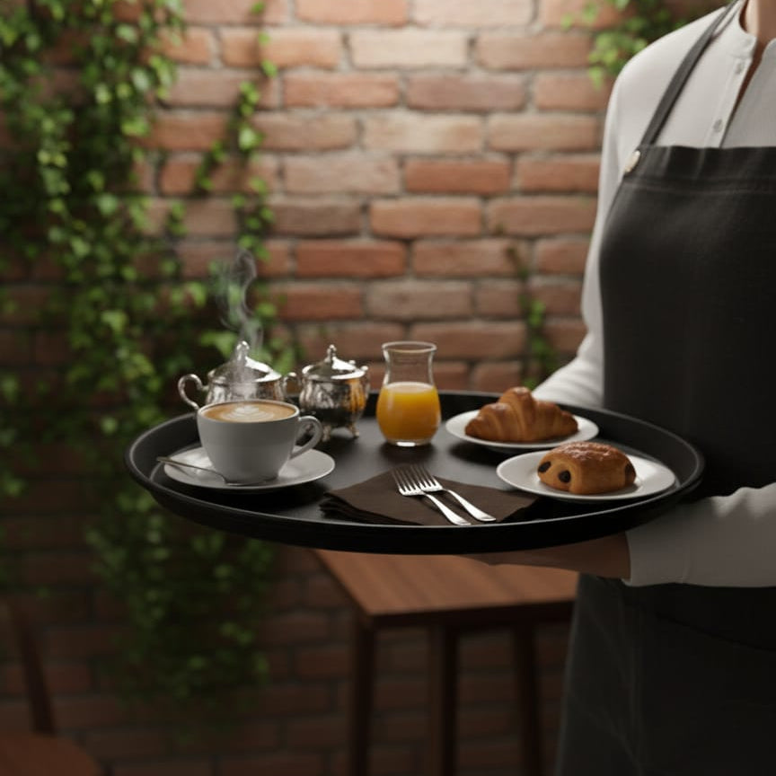 Premium anti slip serving trays round 35cm and rectangle 56×40cm for kitchen and commercial use