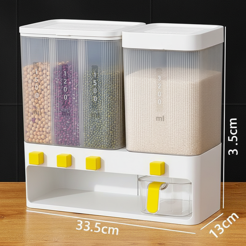 4-Compartment Cereal and Grain Dispenser – 10L