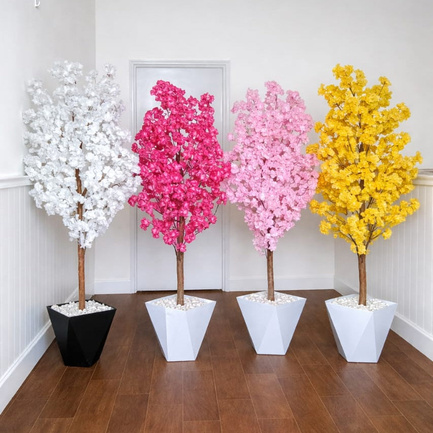 Artificial Cherry Blossom Plant with Vase and Pebbles – 150cm