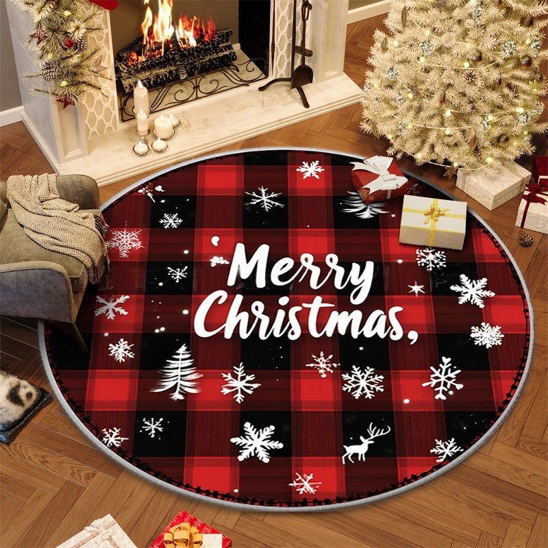 Round Christmas Non-Slip Floor Mat 100cm