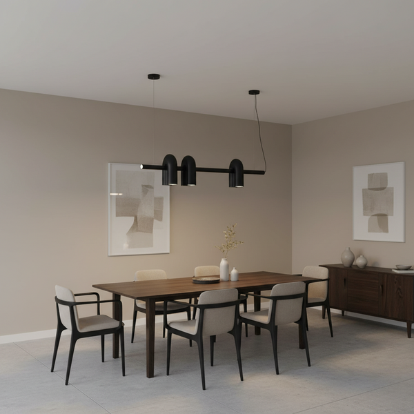 3 U- Loop twin light linear Pendant Light