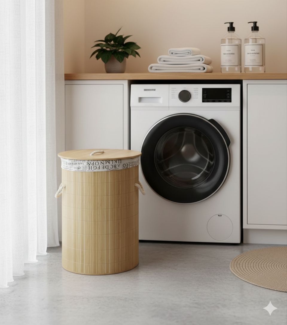 Round Eco-Friendly Bamboo Laundry Basket