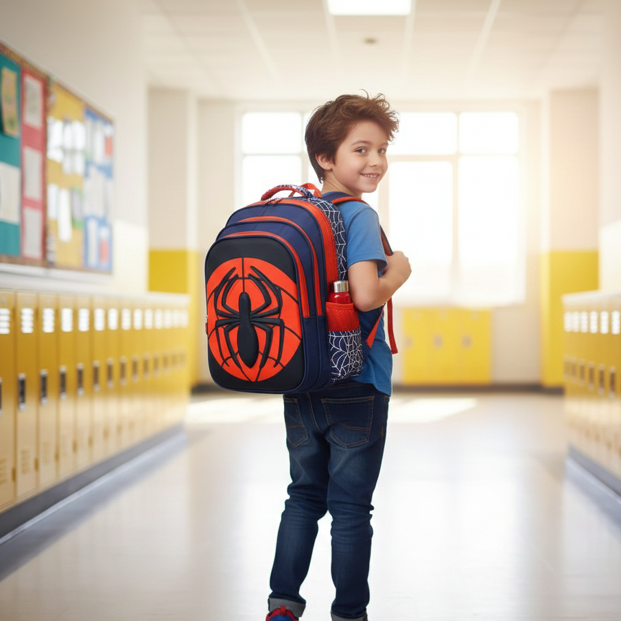 2-in-1 spider backpack and trolley bag in navy and black