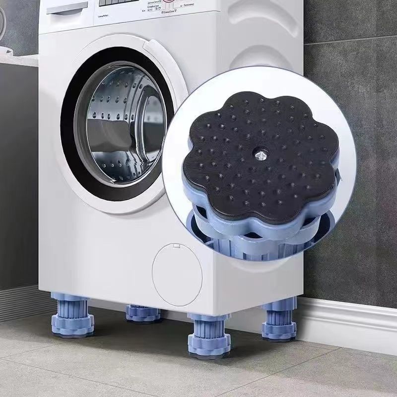 4-piece heavy duty adjustable anti-vibration feet pads appliance stabiliser supports for washing machines refrigerators dryers furniture floor protection and noise reduction.