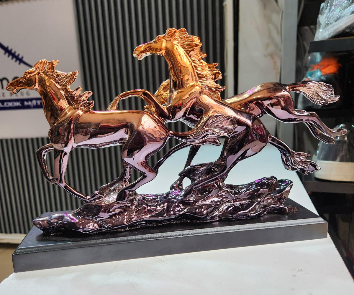 Black Gold Running Horse Sculpture