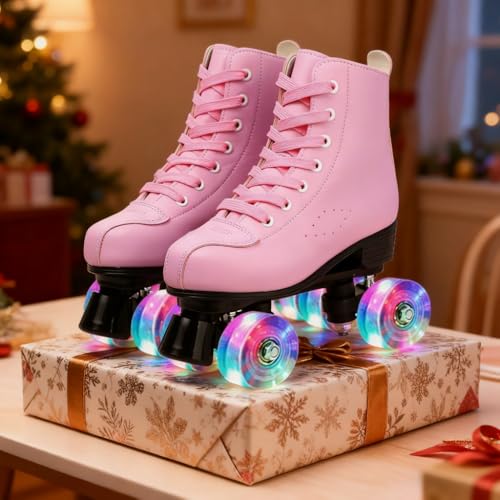 adult skates with rubber luminous wheels in multiple colours