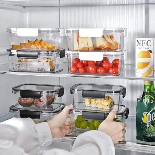 4 Piece Transparent Sealed Refrigerator Food Container Set, large capacity