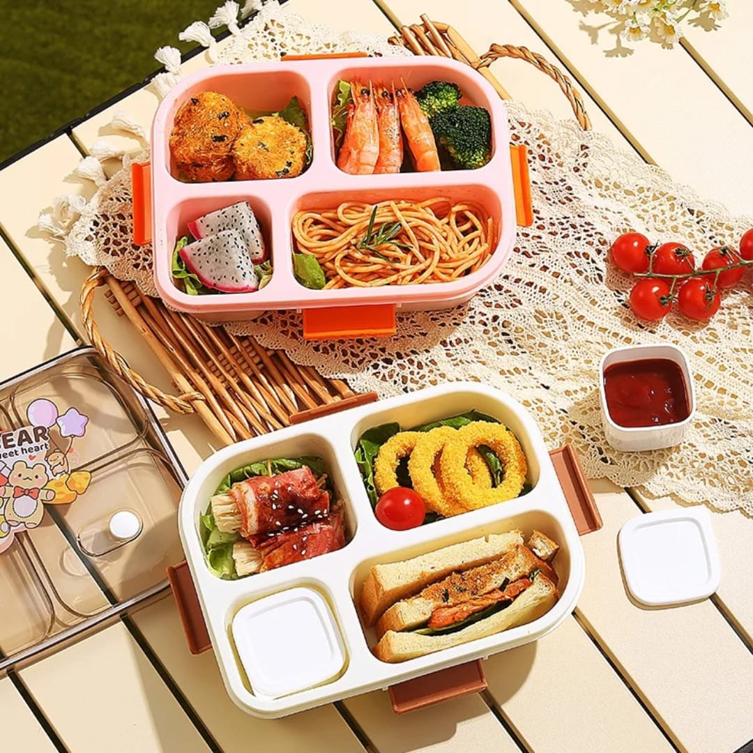 Hello Beauty 4-compartment lunch box with separate sauce container