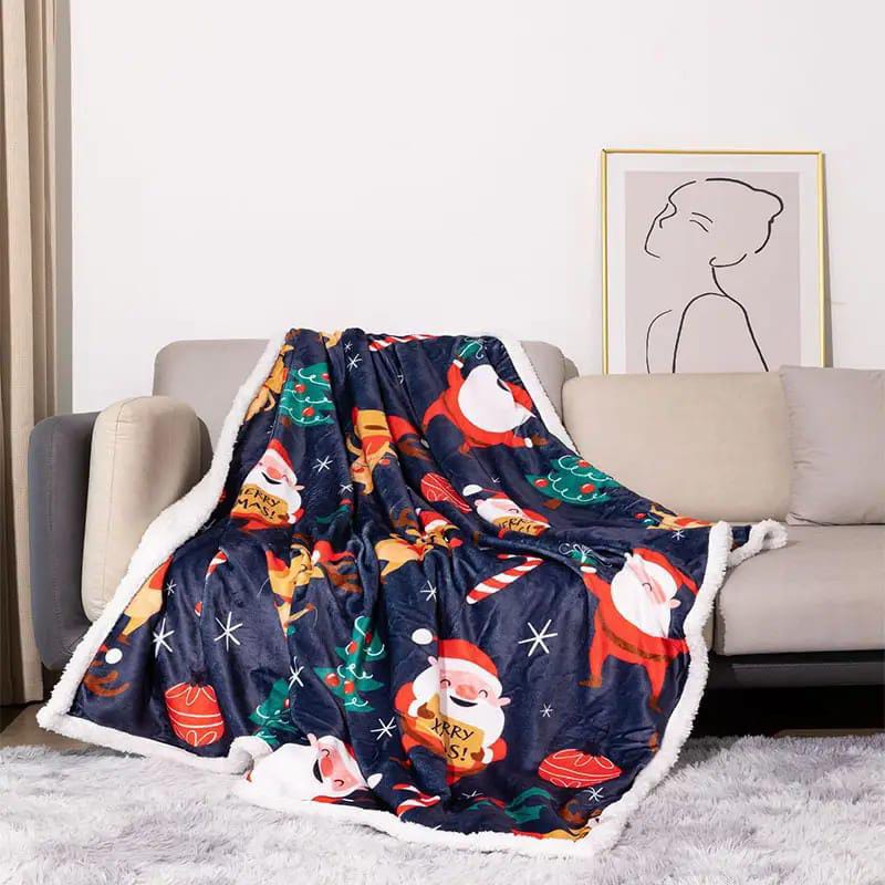 Christmas Sherpa Fleece Throw Blanket in Flannel