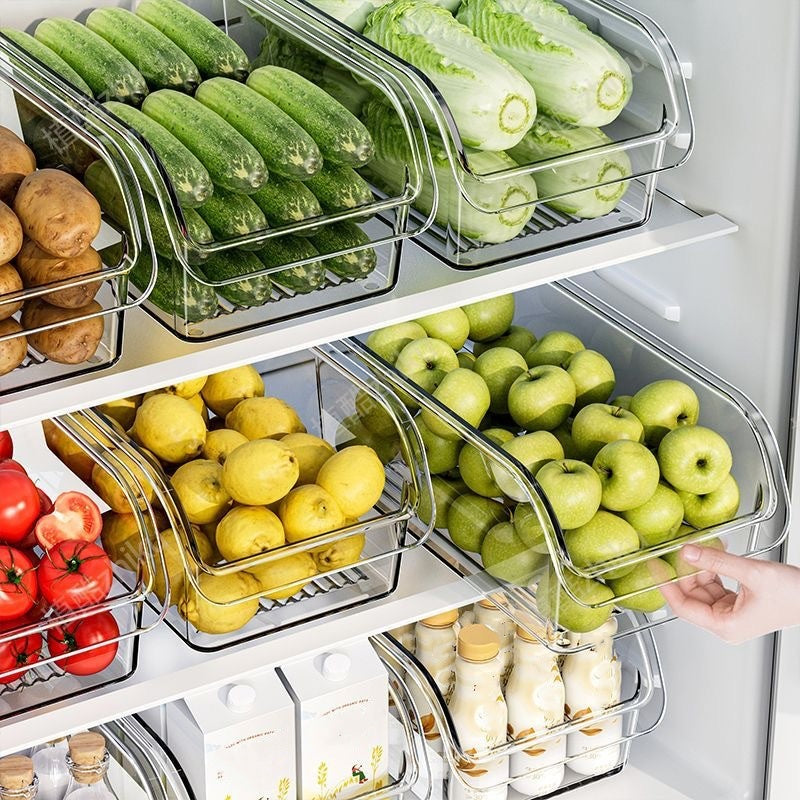 Acrylic Fridge Storage Box – Large Capacity Refrigerator Organizer for Beverages, Condiments, Fruits, Vegetables, and Food Storage