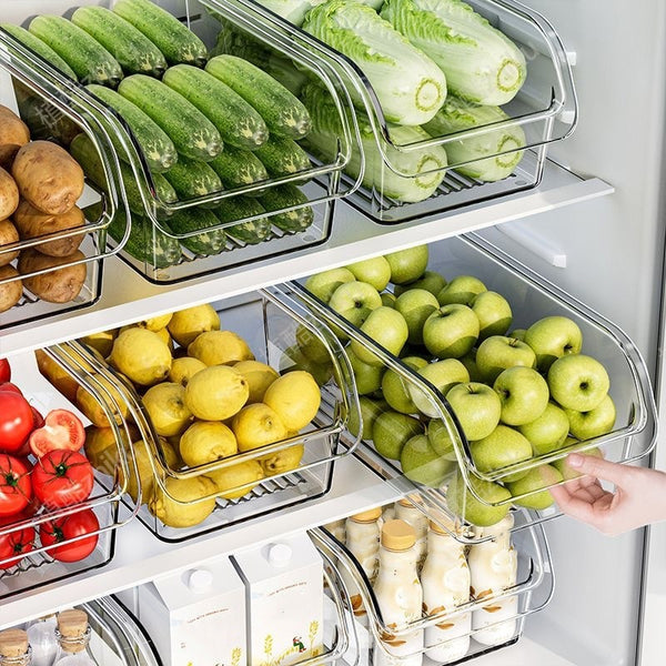 Acrylic Fridge Storage Box – Large Capacity Refrigerator Organizer for Beverages, Condiments, Fruits, Vegetables, and Food Storage