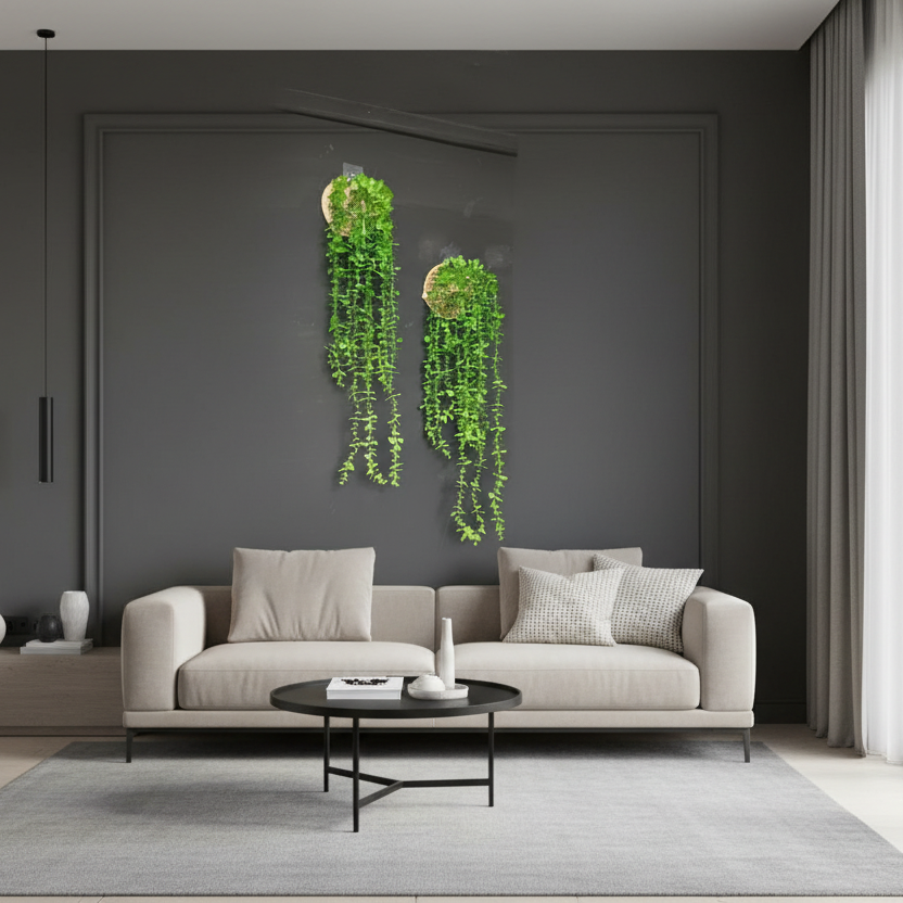 Artificial Hanging Plant with Woven Pot – 90cm