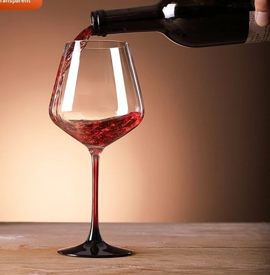 Gemelli Collection 470ml wine glass set of 6 with red stem used for serving wine and cocktails at home or events