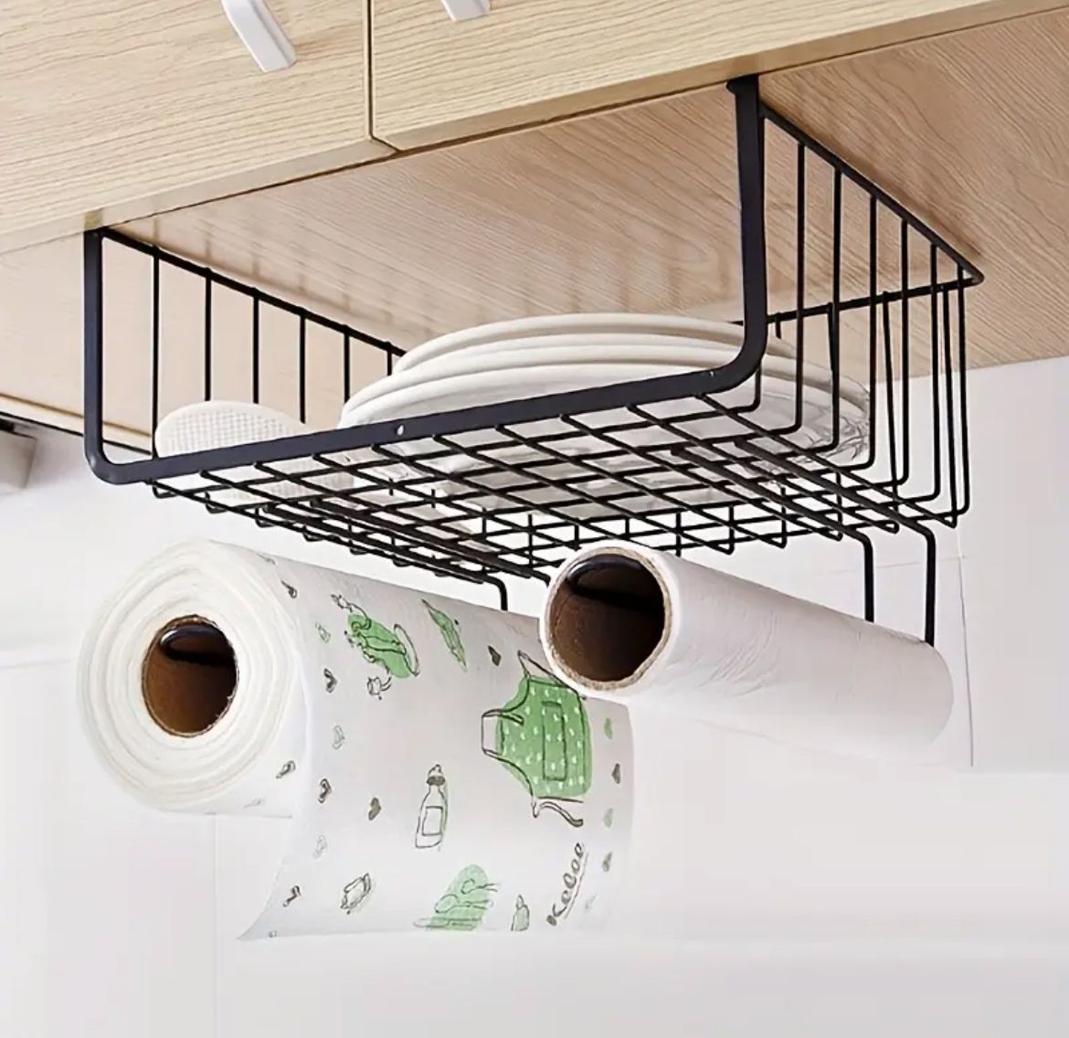 3 in 1 under cabinet storage basket rack black under shelf organiser