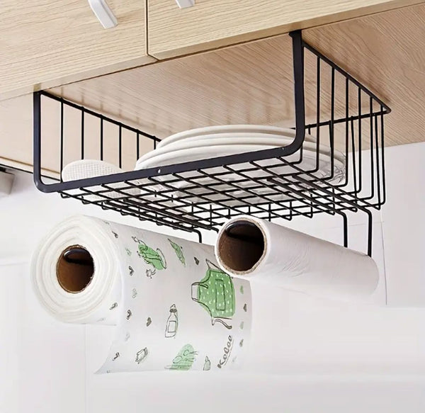 3 in 1 under cabinet storage basket rack black under shelf organiser