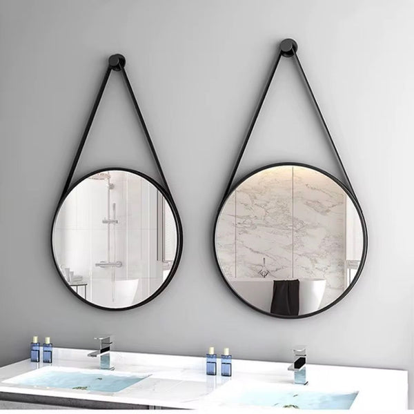 Round Iron Frame Wall Mirror