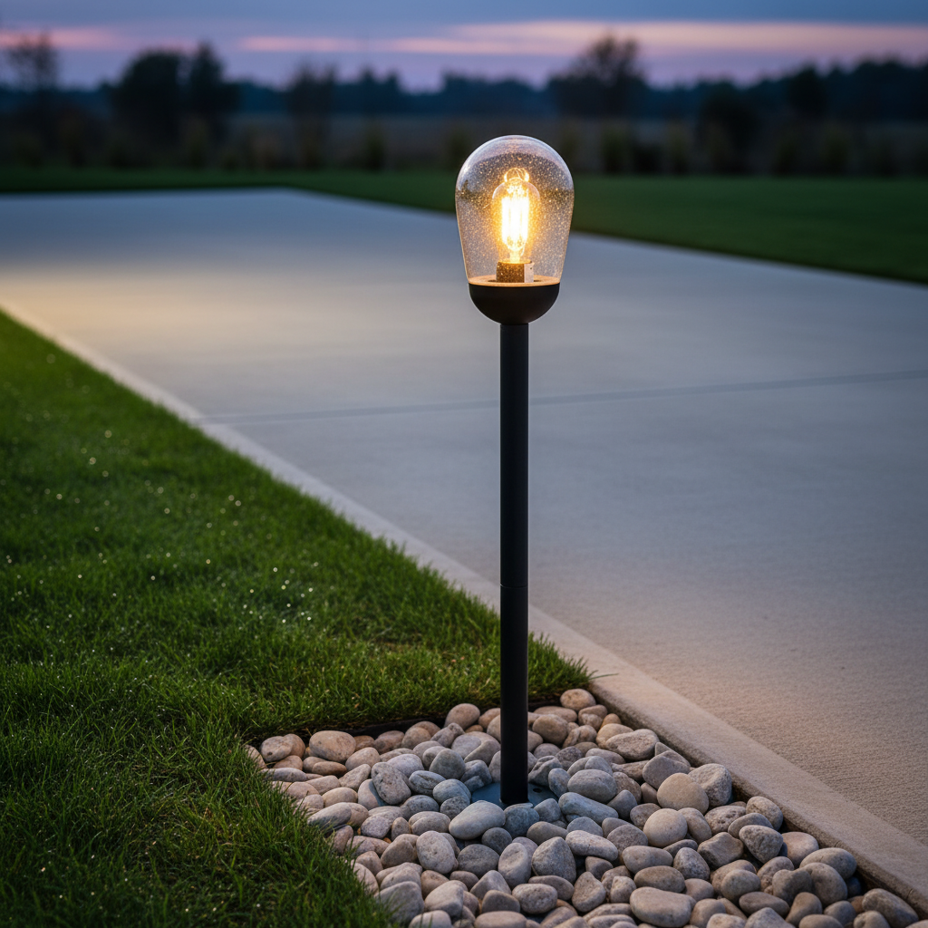 Aluminium Garden Light with Clear Speckled Glass LL 504P-1015-BK