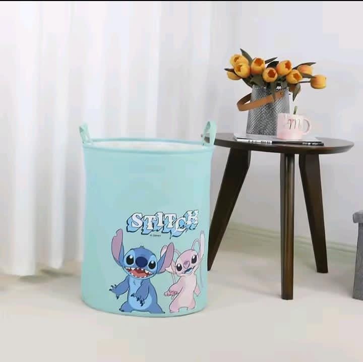 Large cartoon fabric storage basket with side handles, 50 × 40 cm, suitable for toys and clothes organization