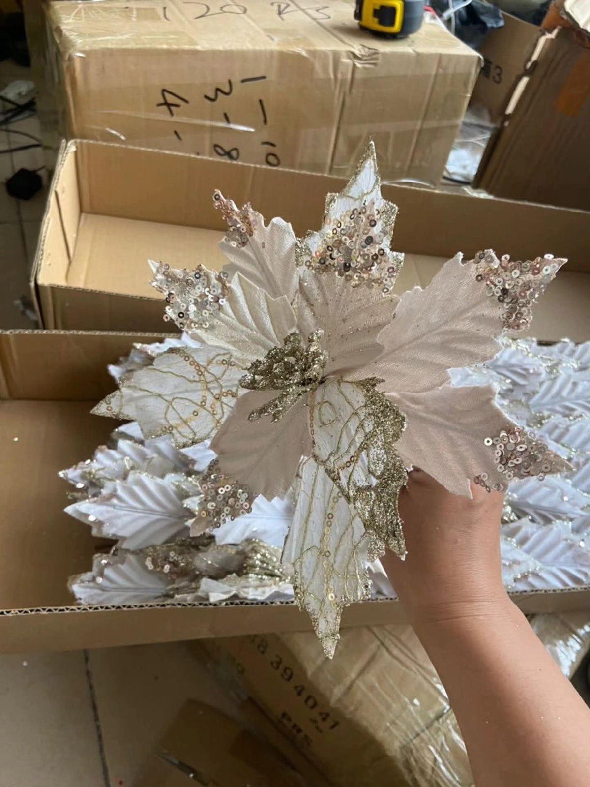 Christmas Tree Decor Poinsettia Flower