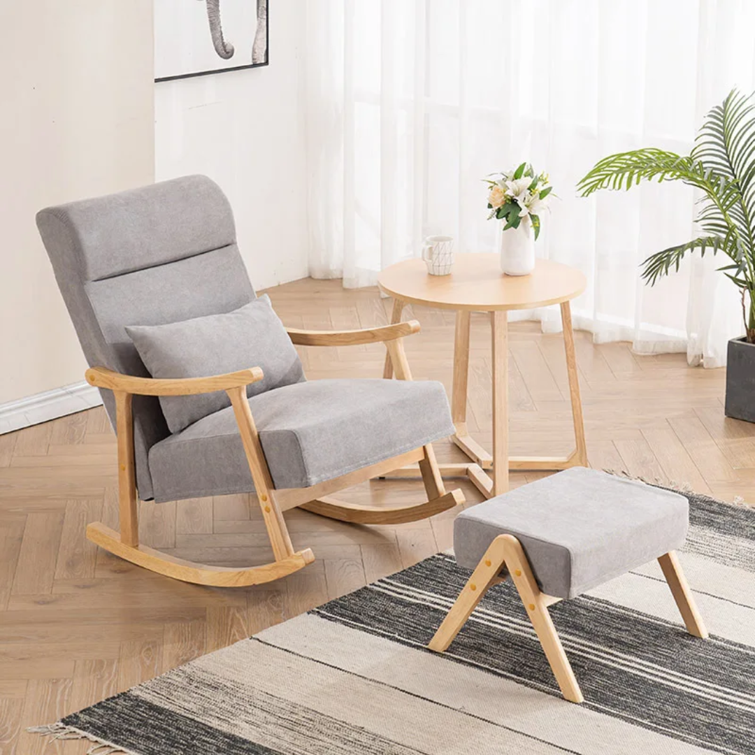 Rocking Chair with Ottoman Footrest