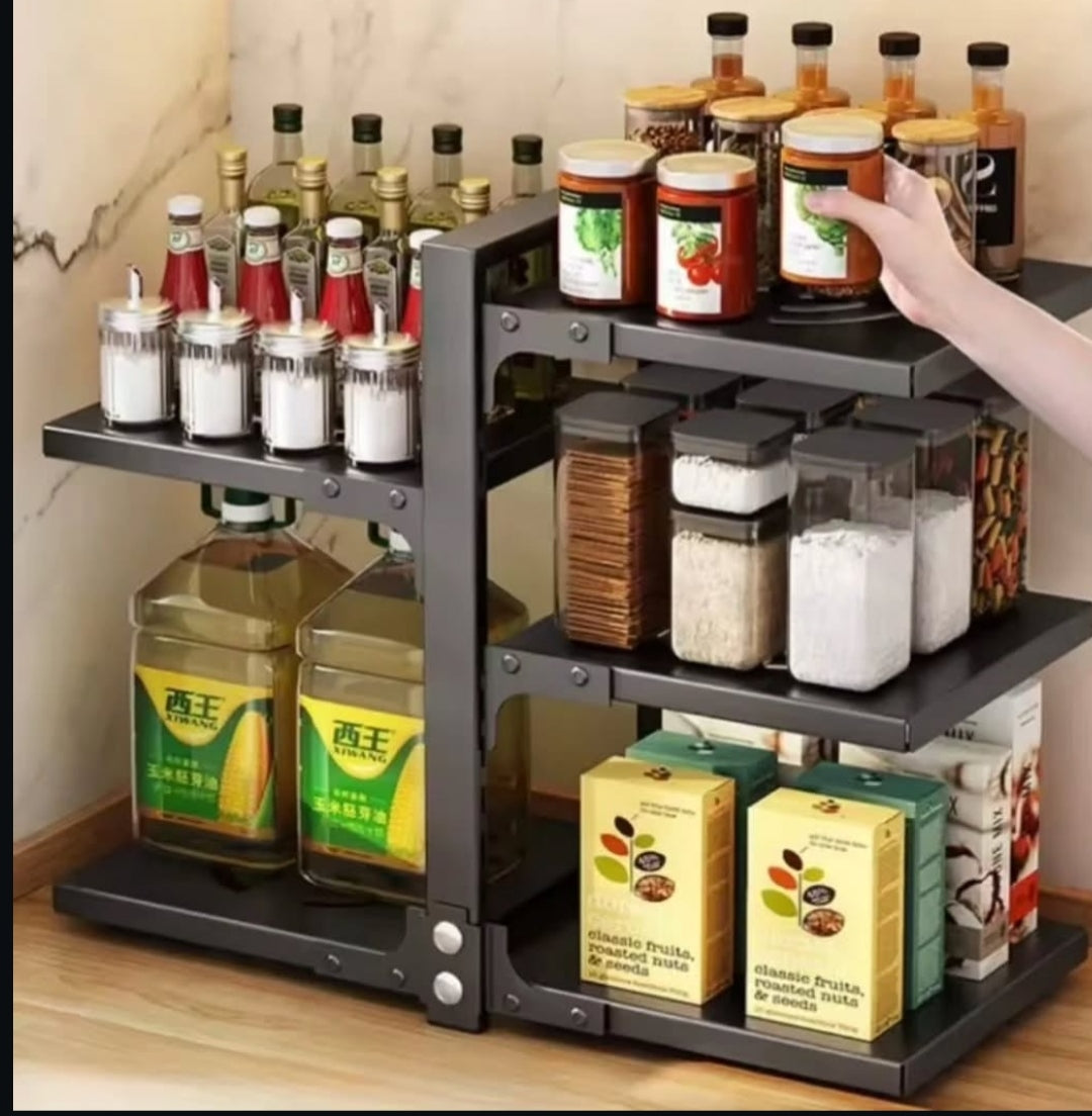 Gemelli Collections Multi-Layer Pot Storage Rack, space-saving kitchen organiser for pots, pans, lids and cookware storage.