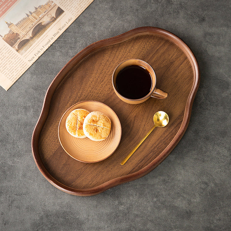 2 piece wooden decorative serving tray set for coffee tables home décor fruit displays snacks beverages and countertop styling durable wooden serving trays