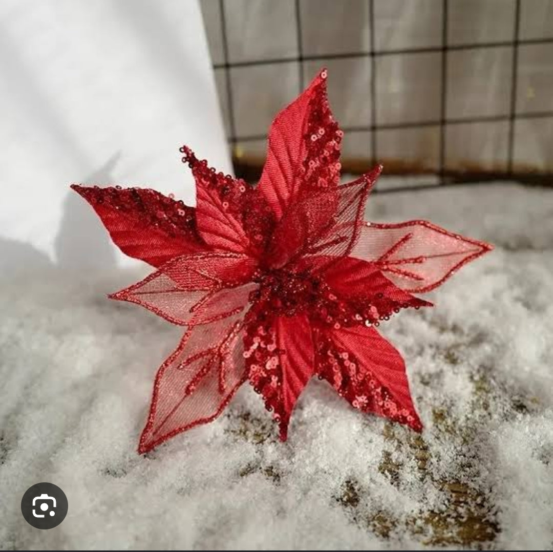 3pc Christmas Flower Fabric Ornament for Festive Decorations