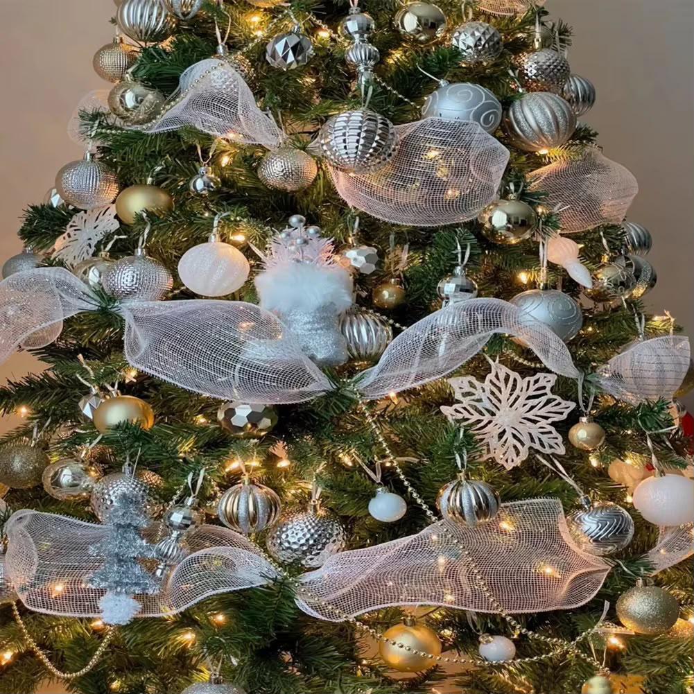 Christmas Glitter Mesh Ribbon 53cm Wide