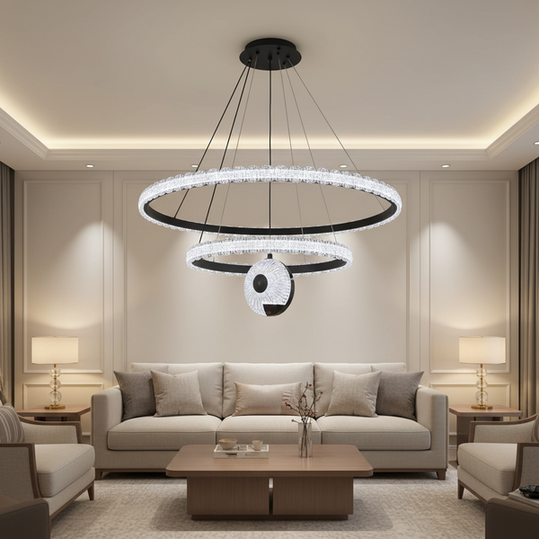Double Ring Scallop Crystal Chandelier