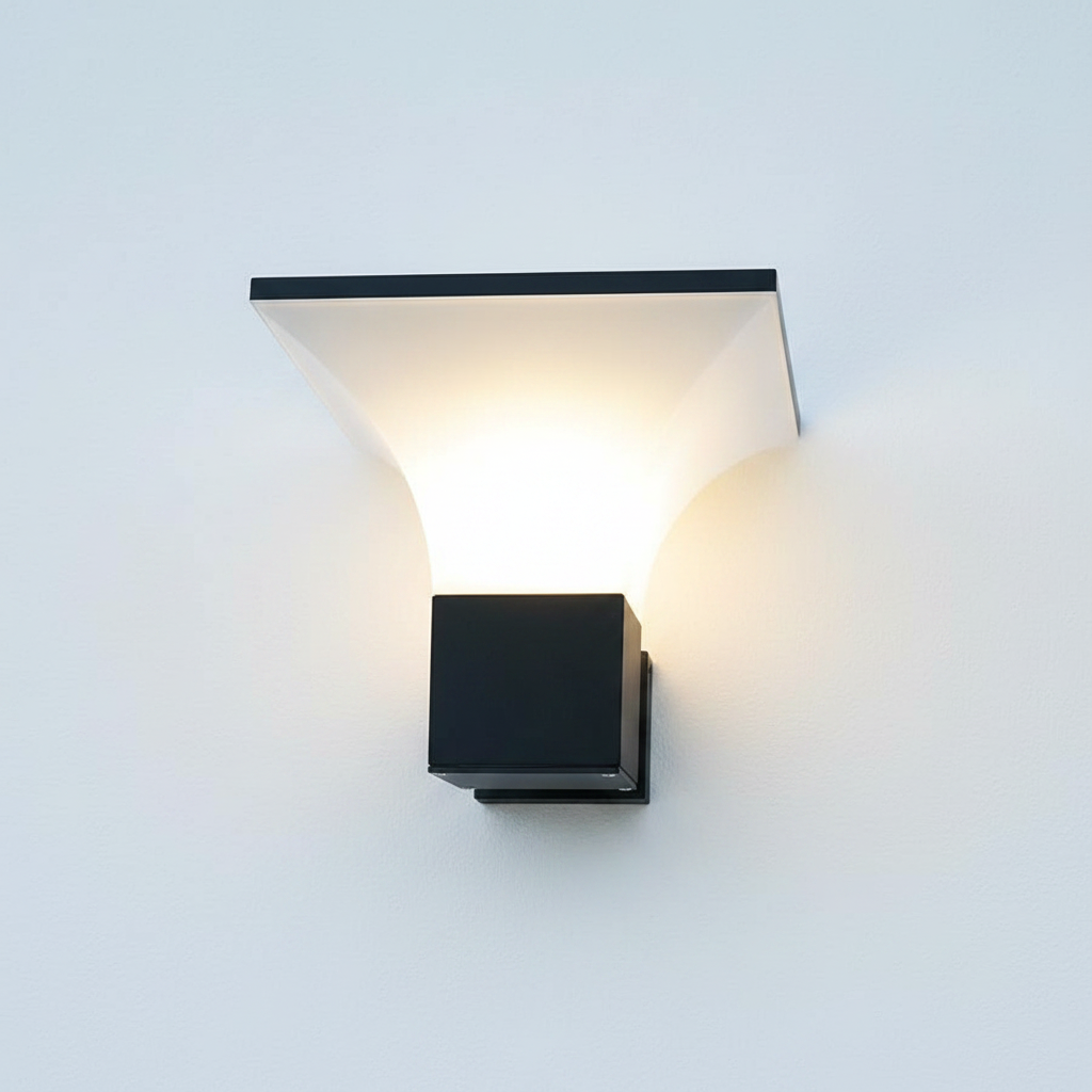 Black Square Cone-Shaped Wall Light with E27 Holder LL 7481-BK