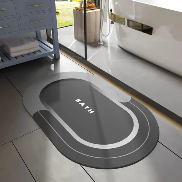 Gemelli Colllection oval absorbent bathroom mat 50x80cm non slip rubber backing soft quick dry bath rug toilet floor mat water absorbing bathroom carpet anti slip washroom mat