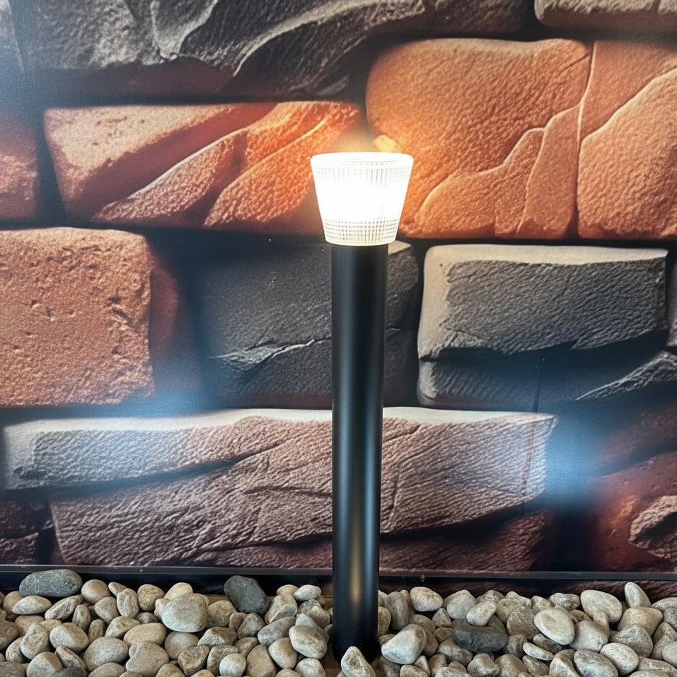 Black aluminium outdoor bollard light with E27 lamp holder for garden and pathway lighting LL 506P-08-BK - Gemelli Collection