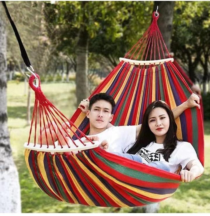 Striped Outdoor Hammock Heavy Duty – 2 Person Portable Camping Hammock for Outdoor and Travel Use