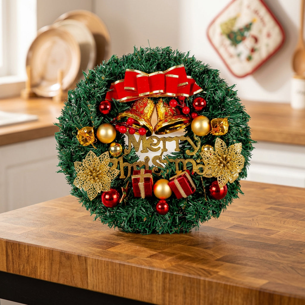 Cypress Christmas Wreath with Pine Cones and Snow Effect