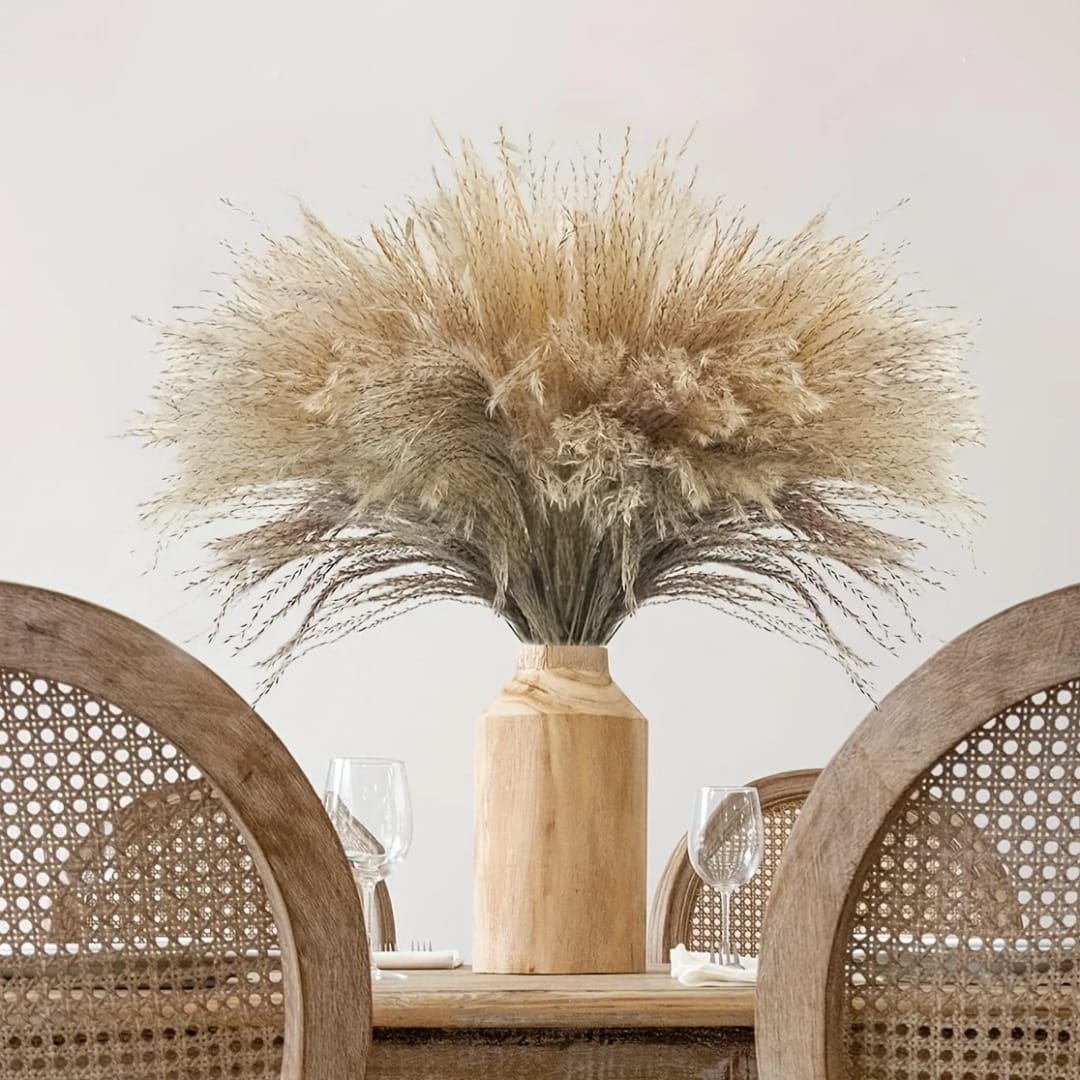 Natural dried reed decorative mini pampas grass bundle of 10 stems for vase arrangements home décor wedding styling shelf decoration and boho interior accents.