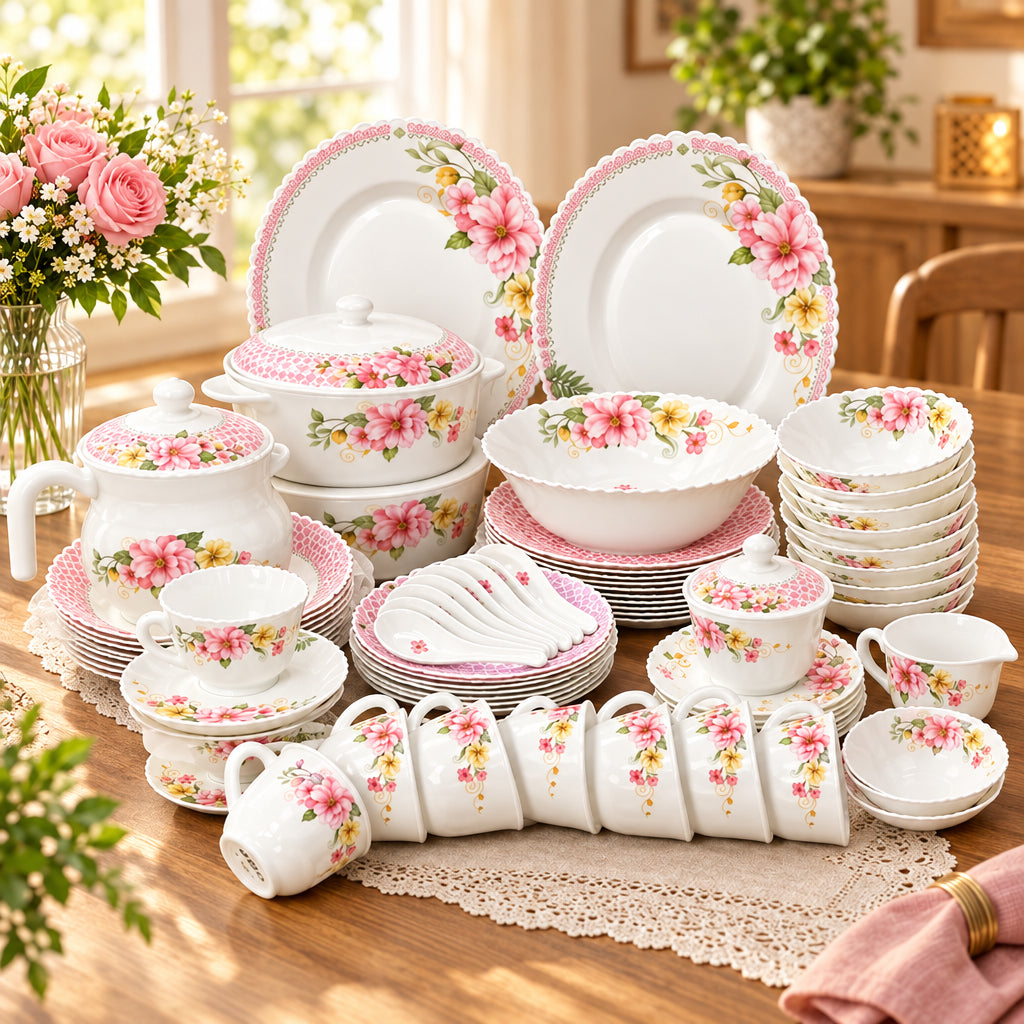 72pcs Arc Opal Round White Flowered Dinner Set