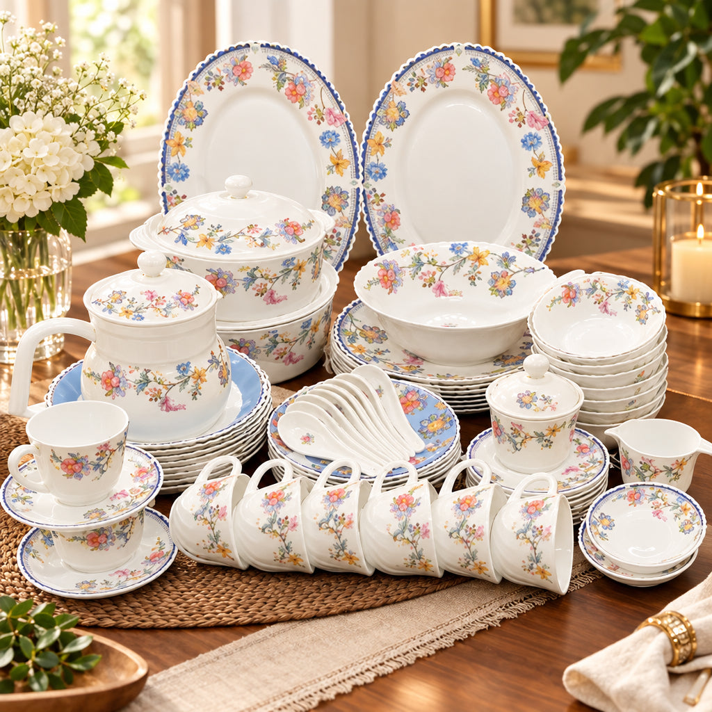 72pcs Arc Opal Round White Flowered Dinner Set