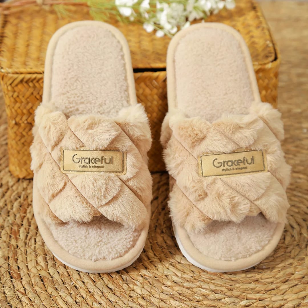 Fluffy Open Toe Slippers