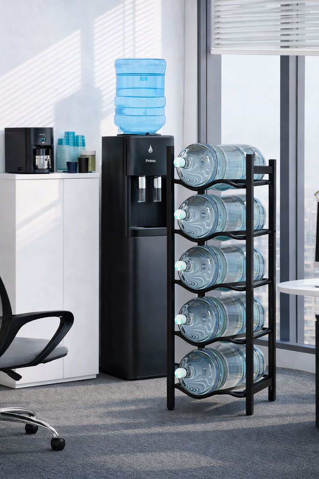 3-Tier Water Bottle Holder Rack, Heavy-Duty Rust-Proof Carbon Steel, Space-Saving Kitchen and Office Storage