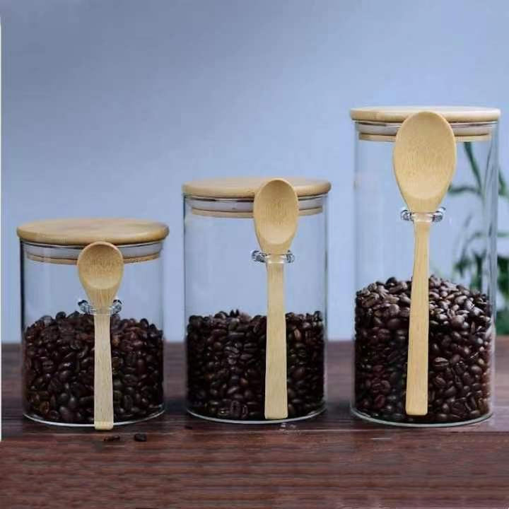 Glass Storage Container with Bamboo Lid and Spoon