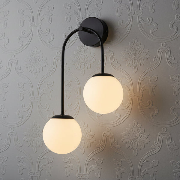 Dual Globe Curve Wall Light – Black Finish-PL 1154-02-RT-BK