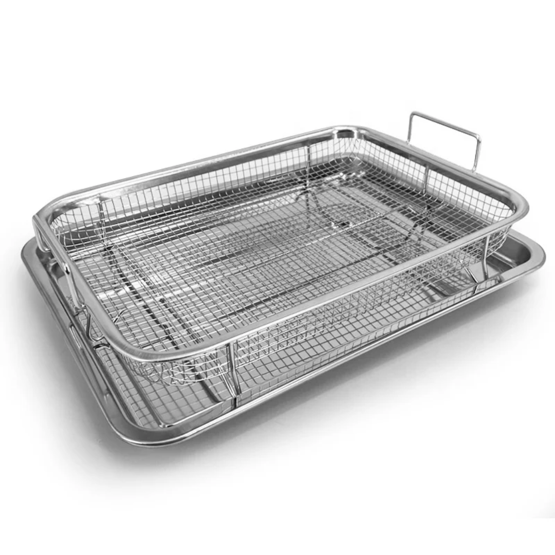 Heat-Resistant Stainless Steel French Fries Basket & Tray