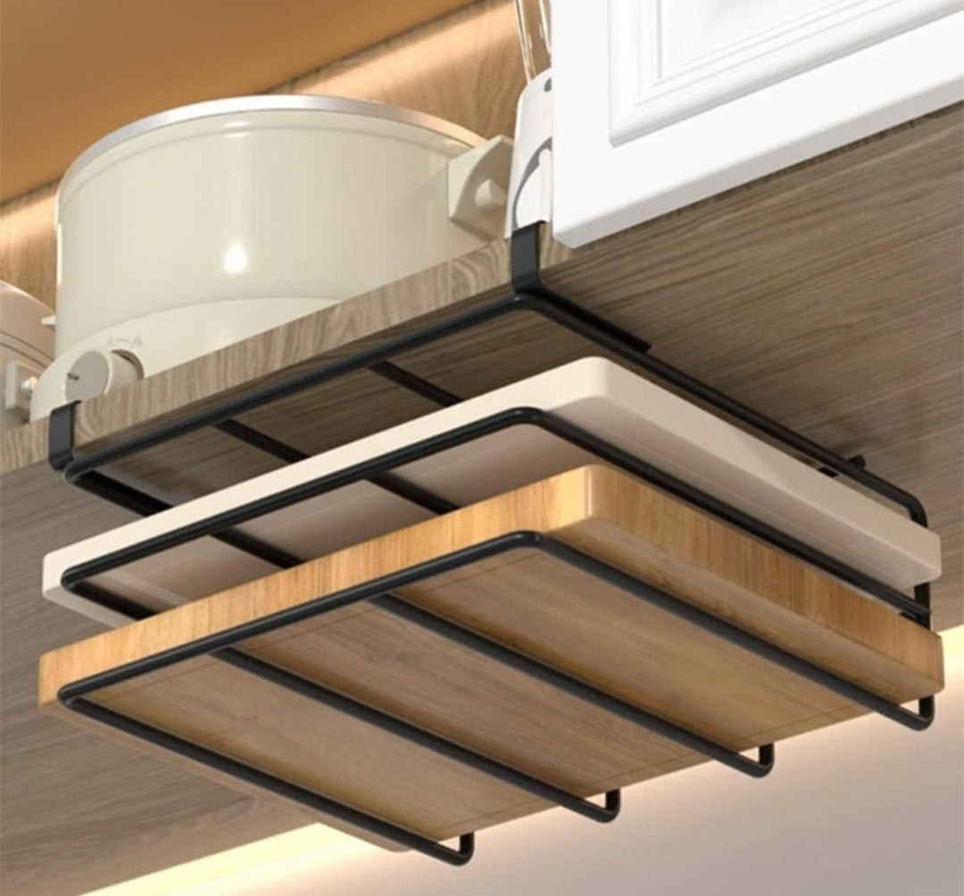 Gemelli Collections Under Cabinet Shelf Organizer Basket, metal mesh space-saving storage rack for kitchen cabinets and pantry shelves.