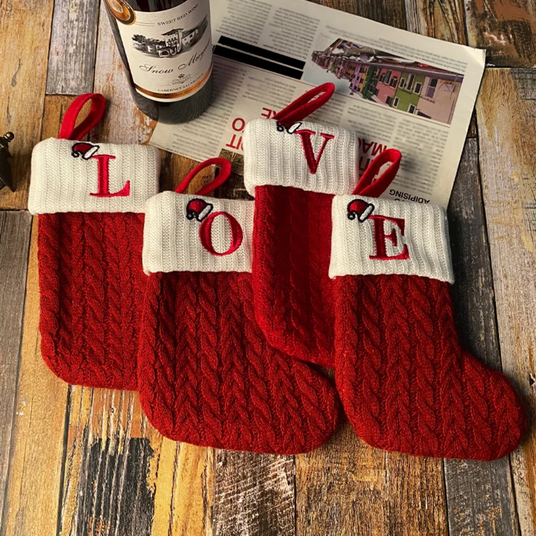 Knit Monogram Christmas Socks