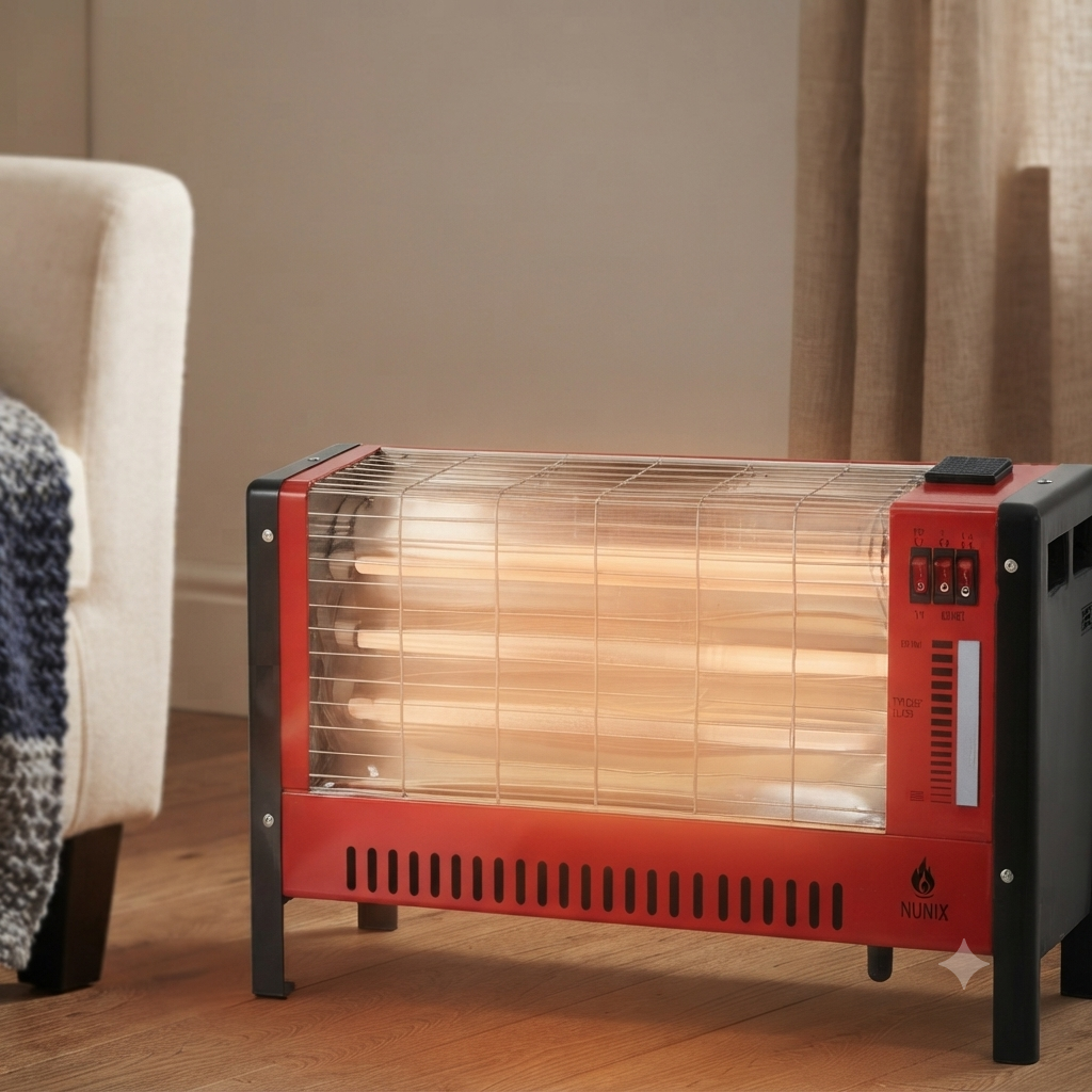 sided quartz room heater with built in humidifier 2000W halogen heater red and black