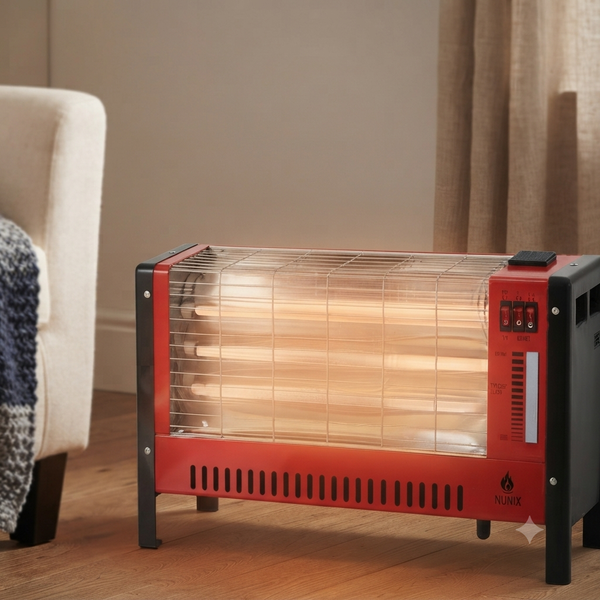 sided quartz room heater with built in humidifier 2000W halogen heater red and black