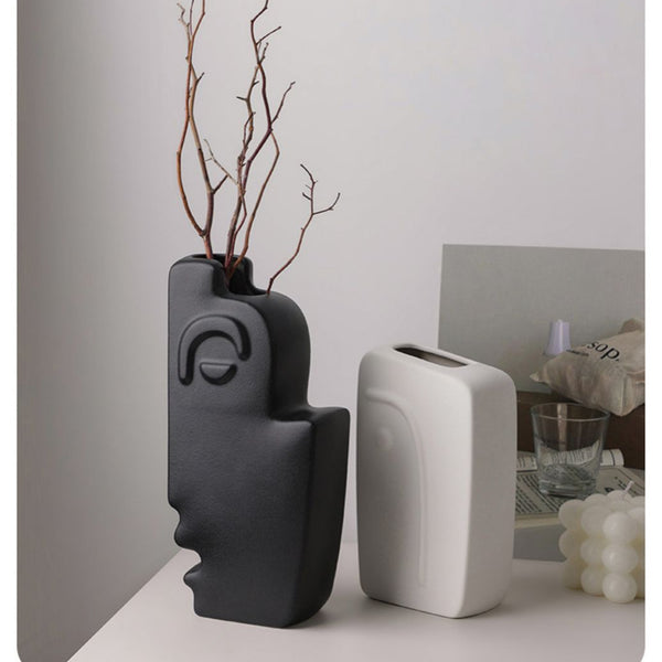 Dual Muse ceramic 2-piece vase set for minimalist and artistic home or office décor