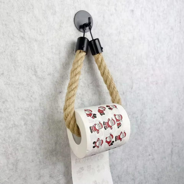 antique vintage hemp rope tissue holder farmhouse style wall mounted tissue roll holder with adhesive installation no drilling required